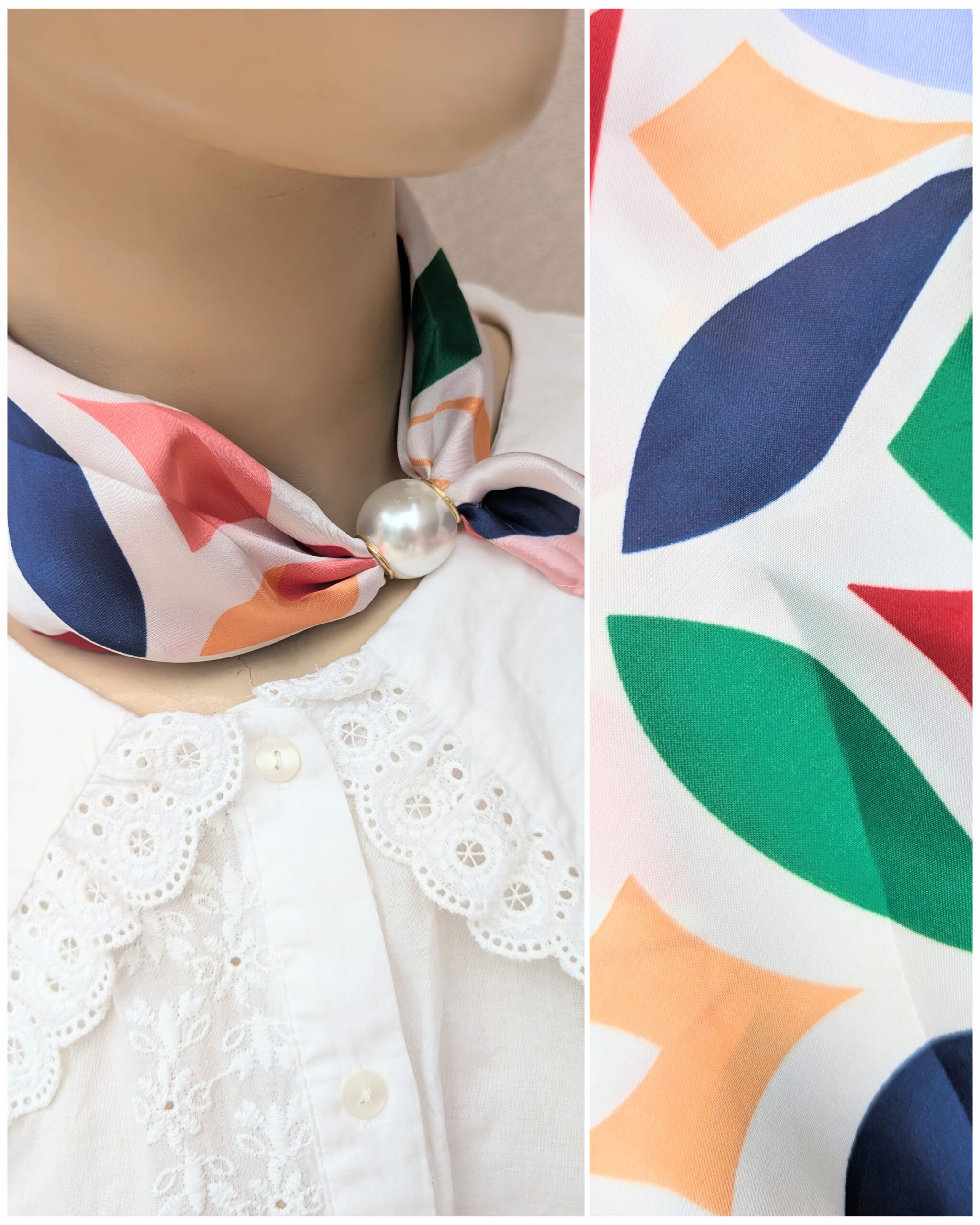 Foulard Tour de Cou "Arty Feuillage" – Motifs Abstraits et Attache Aimantée