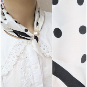 Foulard "Pois Éternels" – Blanc et Noir Minimaliste et Attache Aimantée