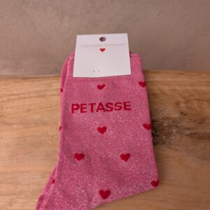 Chaussettes coeurs "Pétasse". 65% coton. Taille unique : 35 - 42.