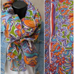 Foulard 100% coton fleuri multicolore