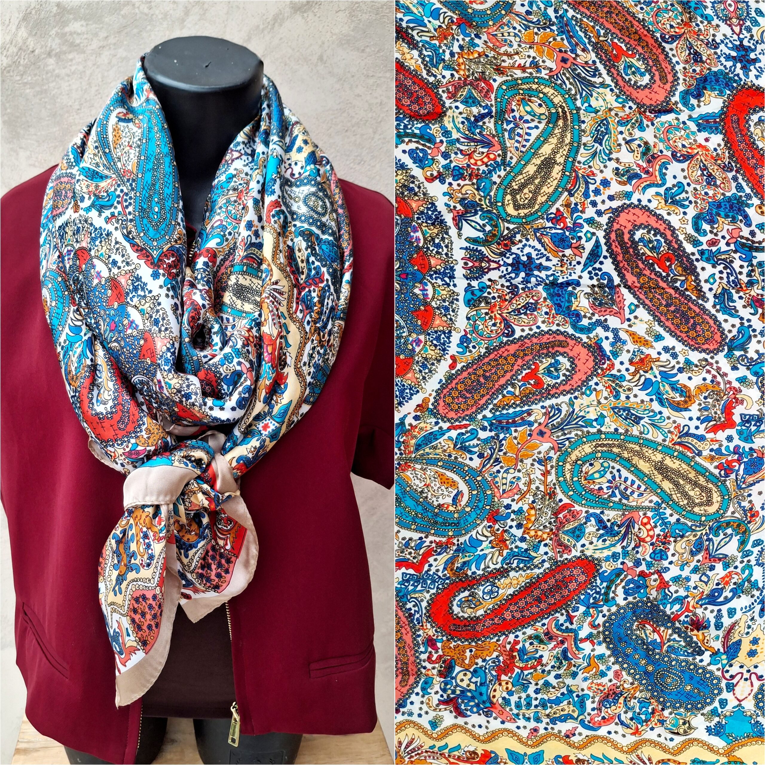 Foulard effet soie imprimés cachemires